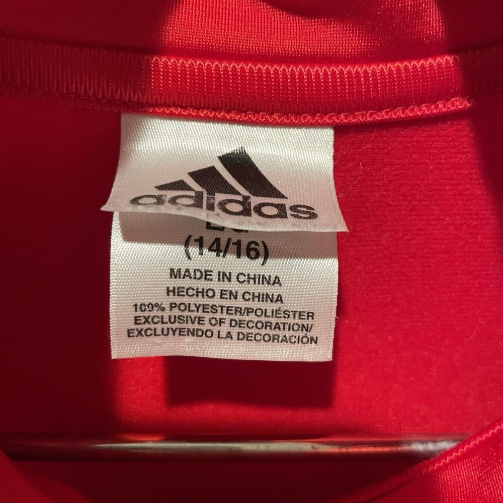 Boys Kids Red Black Adidas Zippered Sweater Size Large 14 16 - Picture 3 of 6